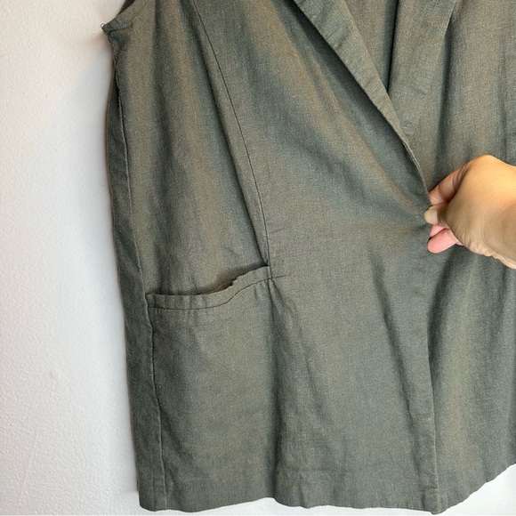 A. BYER  Women’s Linen Blend Green Open Front Vest Lagenlook Size M - Picture 8 of 8